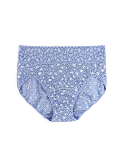 Hanky Panky Leopard Cross-dyed Lace French Brief In Blue