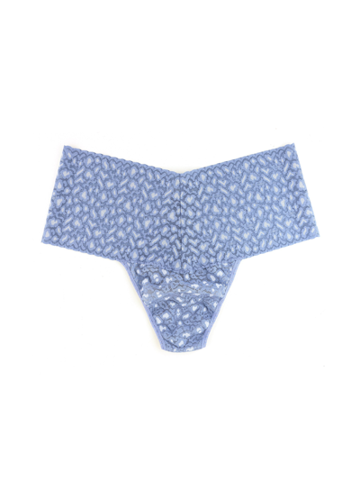 Hanky Panky Cross Dye Leopard Plus Retro Thong In Blue