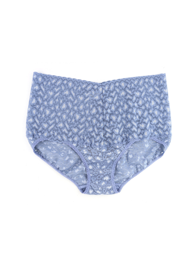 Hanky Panky Cross Dyed Leopard Retro V-kini In Stonewash/serenity Blue