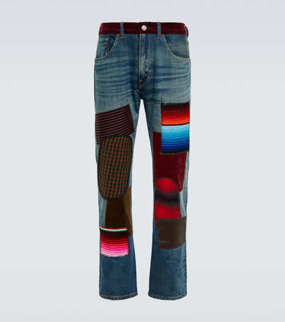 Junya Watanabe Patchwork-design Slim-cut Jeans In Multicolor
