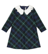 Il Gufo Oversized Collar Tartan-check Dress In Blue