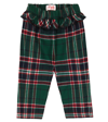 Il Gufo Baby Ruffle-trimmed Checked Leggings In Pine Green
