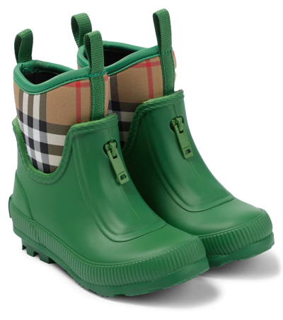 Burberry Vintage Check Rubber Boots In Ivy Green