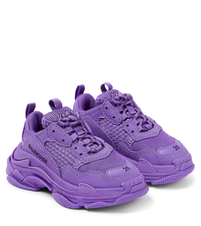 Balenciaga Kids' Triple S运动鞋 In Purple