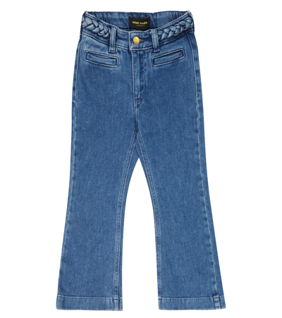 Mini Rodini Kids' Blue Jeans For Girl With Yellow Logo