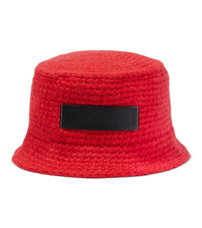 Jw Anderson 标贴针织渔夫帽 In Red