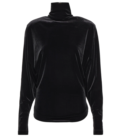 Alexandre Vauthier Velvet Mockneck Top In Black