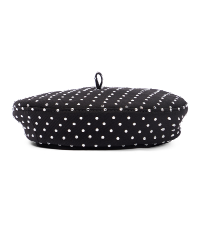 Ruslan Baginskiy Beanie Embellished Twill Beret In Black Strass