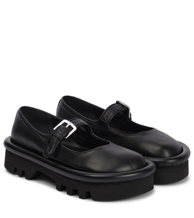 Jw Anderson Bumper-tube Leather Chunky Mary Janes In 999