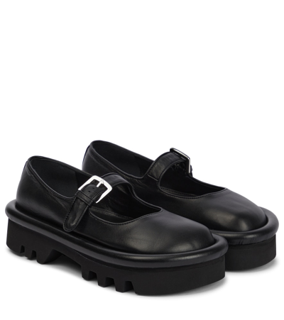 Jw Anderson Bumper-tube Leather Chunky Mary Janes In Black