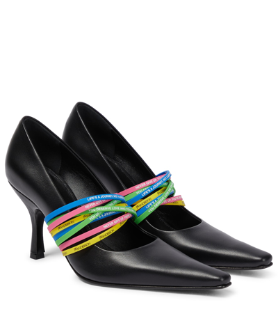 Jw Anderson Slogan-print Strap Pumps In Black