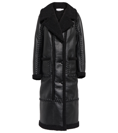 Simkhai Windsor Vegan Sherpa Biker Coat In Black