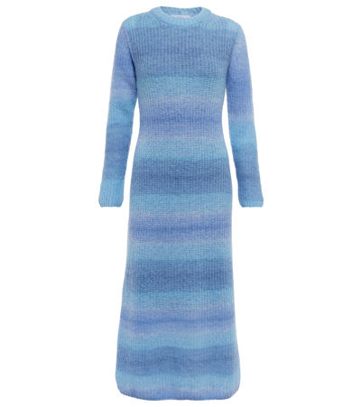 Vince Space-dye Crewneck Maxi Sweater Dress In Blue Combo
