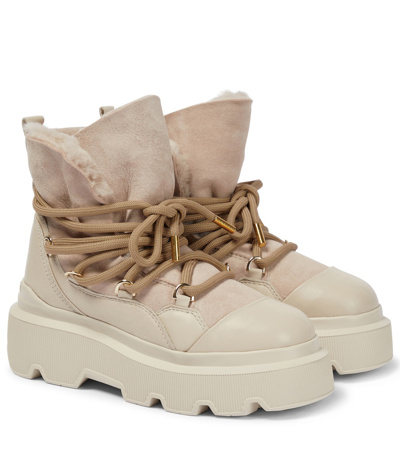 Inuikii Endurance Shearling-lined Suede Boots In Cream
