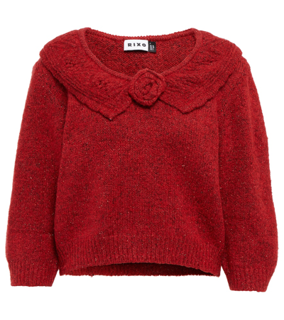 Rixo London Serenity Metallic-knit Sweater In Red