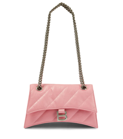 Balenciaga Crush Small Quilted Leather Shoulder Bag In Pink