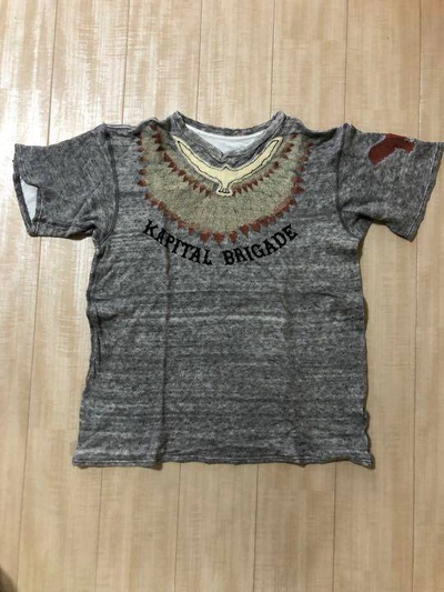 Pre-owned Kapital Brigade Short Sleeve T-shirt Gray Cotton / Linen 4 In Grey