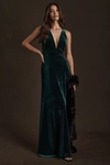 Jenny Yoo Logan Velvet Dress In Green