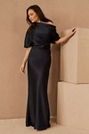 Amsale Pryce Off-the-shoulder Column Dress In Blue
