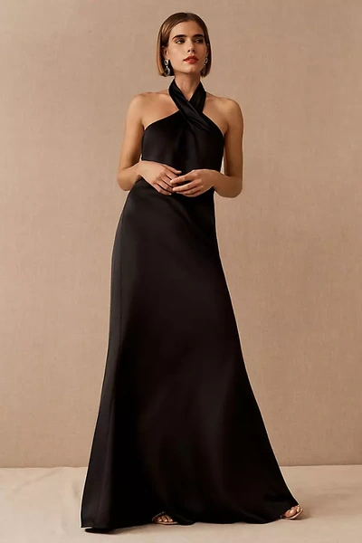 Bhldn Ruby Satin Charmeuse Dress In Black