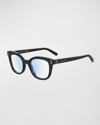 Kate Spade Tanea Blue Light Blocking Round Plastic Glasses In Black