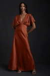 Bhldn Leila Satin Charmeuse Dress In Orange
