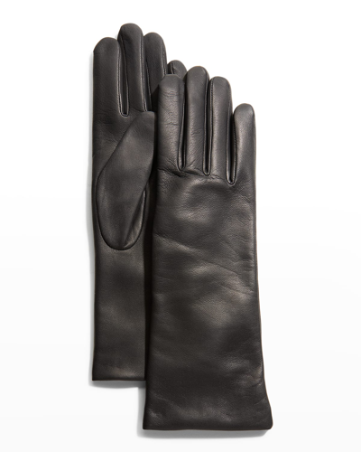 Agnelle Classic Leather Gloves In Gray