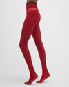 Versace Monogram Sheer Tights In Dark Red