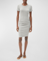 Michael Stars Katie Ribbed-knit Side Ruched Bodycon Dress In Heather Grey