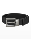 MONTBLANC MEN'S BLACK LEATHER BELT