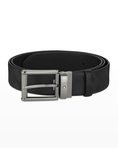Montblanc Men's Branded Buckle Leather Belt In Black