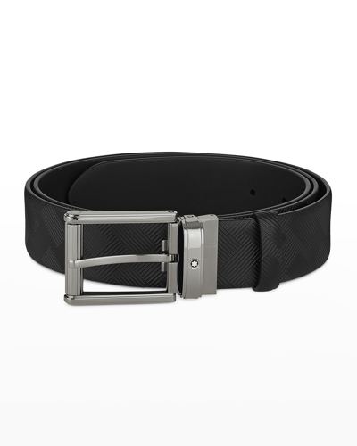 MONTBLANC MEN'S BLACK LEATHER BELT