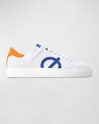 Loci Men's Nine Classic Vegan Low-top Sneakers In White/orange/blue