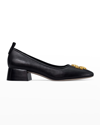 Tory Burch Eleanor Leather Medallion Ballerina Pumps In Perfect Black
