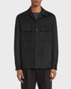 Zegna Pure Cashmere Overshirt In Black Solid