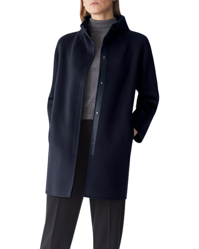 Loro Piana Roaden Leather-trimmed Cashmere Coat In Navy