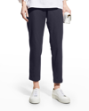 Eileen Fisher Washable Stretch Crepe Slim Ankle Pants In Midnight