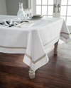 Home Treasures Fino Linen Tablecloth, 72" X 144" In White/gray Down