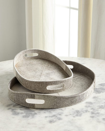 Regina Andrew Andres Hair-on Hide Tray 2-piece Set In Grey