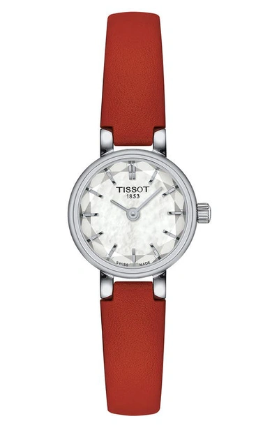 Tissot Lovely Round Leather Strap Watch, 19.5mm In Red