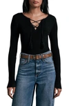 Rag & Bone Carrie Ribbed Lace-up Sweater In Black