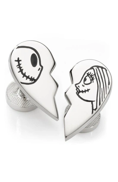 Cufflinks, Inc Men's Disney Jack & Sally Simply Meant To Be Cufflinks In Silver