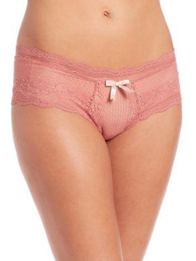 Eberjey Anouk Lace-trimmed Point D'esprit Tulle Thong In Canyon Rose