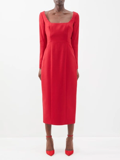 Emilia Wickstead Jenna Wool Flannel Midi Dress In Red