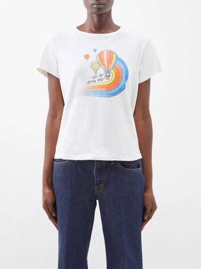 Re/done Carried Away-print Cotton T-shirt In Vintage White