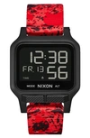 Nixon Heat Digital Rubber Strap Watch In Black / Red