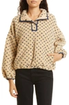 The Great The Countryside Polka-dot Sherpa Pullover In Beige