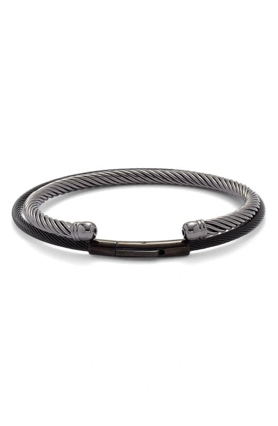 Nordstrom Set Of 2 Twist Wire Cuffs In Black- Hematite