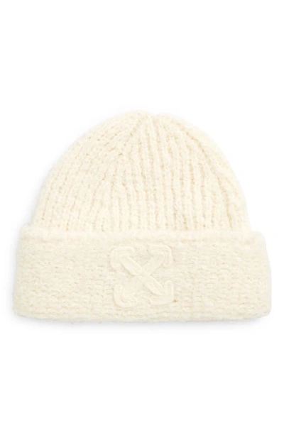 Off-white Arrow Wool Bouclé Beanie In Nude