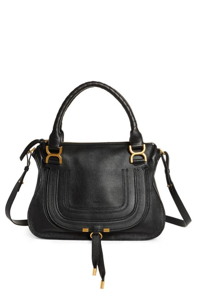 Chloé Medium Marcie Leather Satchel In Black